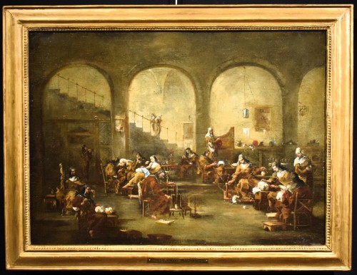 Nuns in the Convent - Workshop of Alessandro Magnasco, (Genoa, 1667-1749) - Paintings & Drawings Style Louis XIV